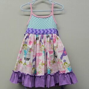 Girls size 3T Dress Birds Birdcage K Pea